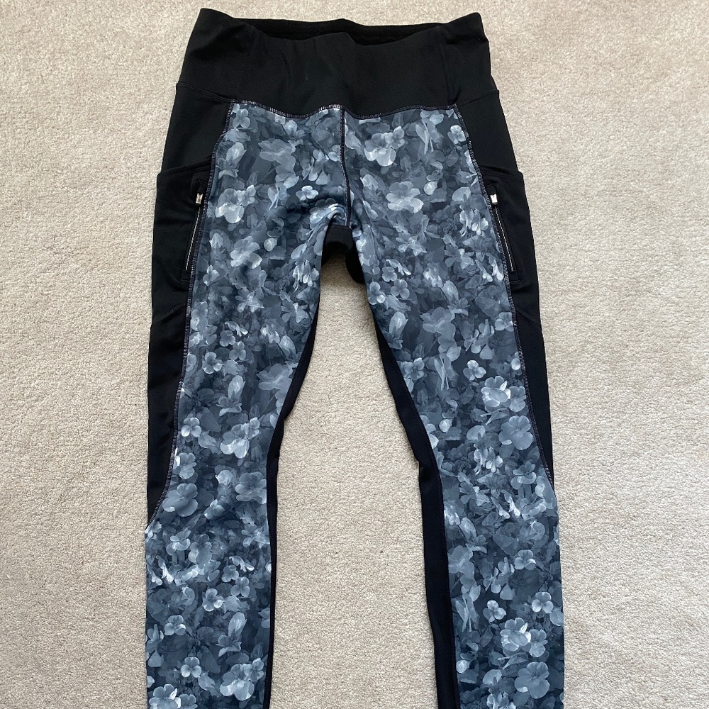 Athleta womens fleece lined winter workout leggings tall Large